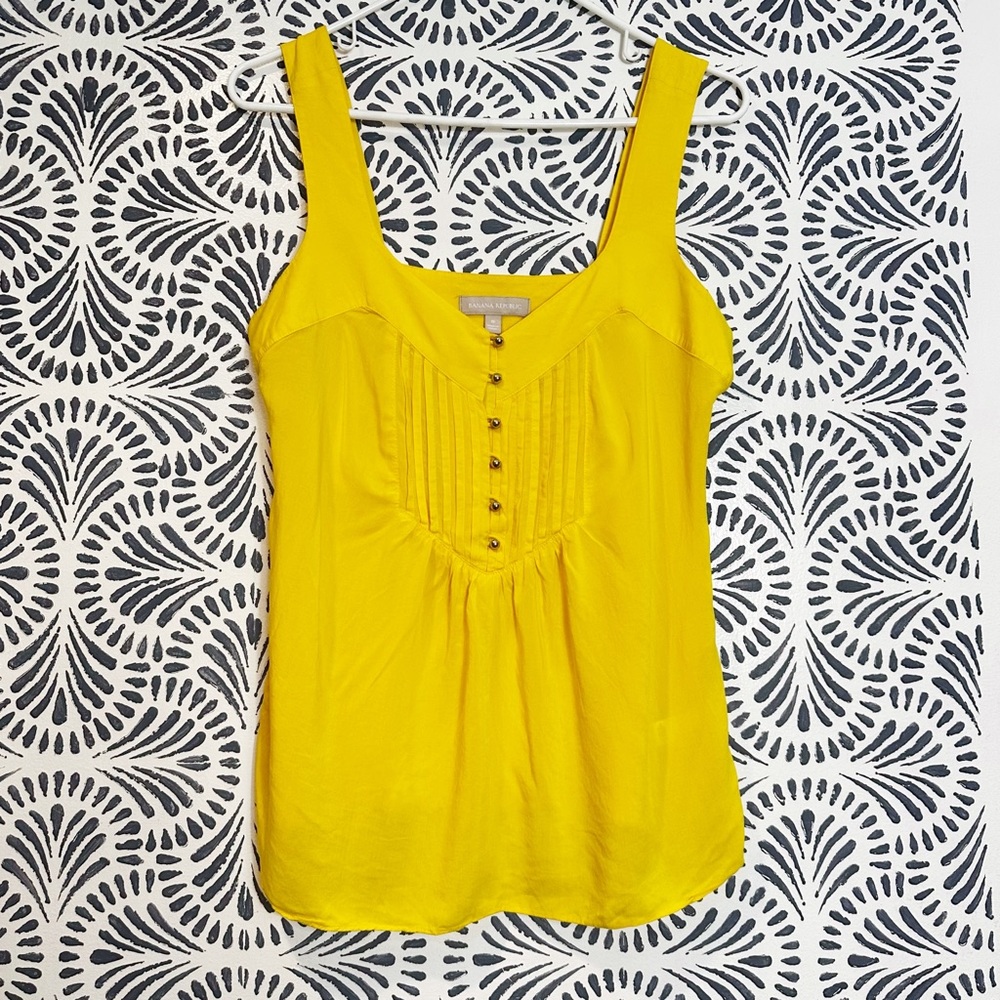 Banana Republic Pintuck Sunny Yellow Tank Top
